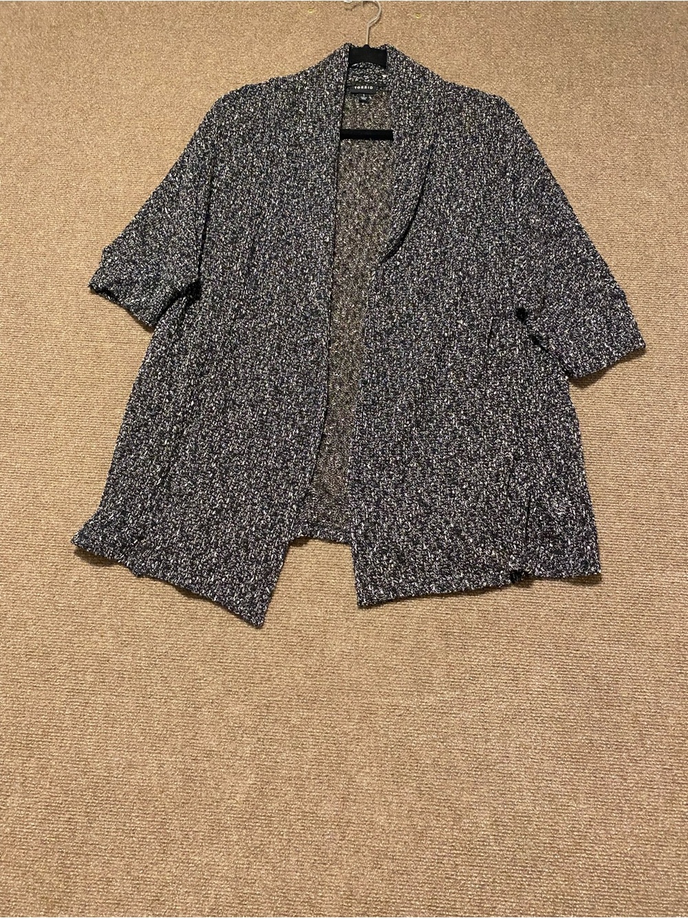 Torrid Black and White Marled Open-Front Short Sleeve Cardigan Size 1X